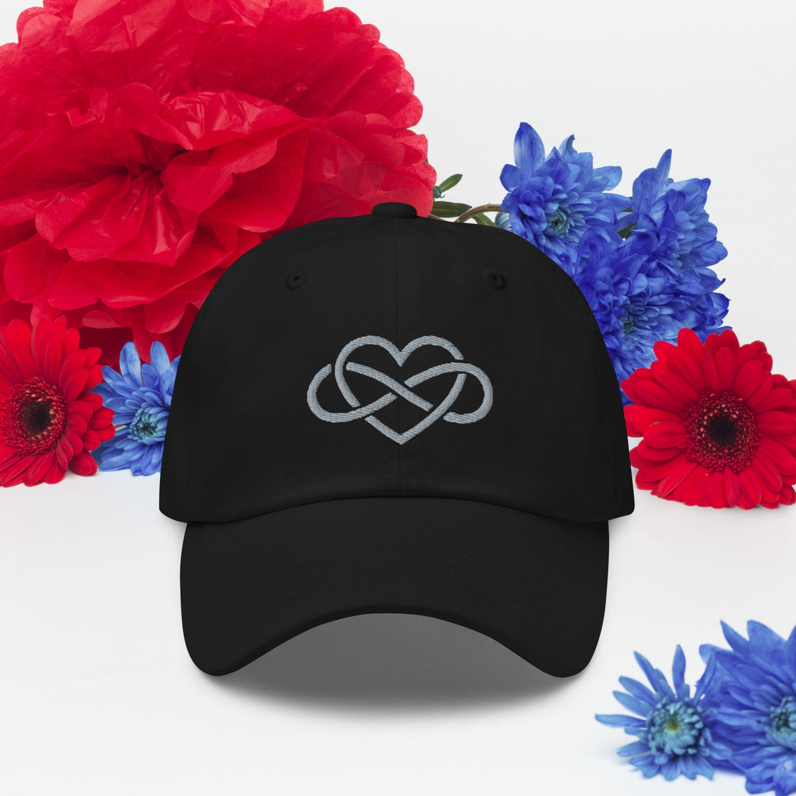 Infinity Heart Embroided Dad Hat By Harmony Luv Black