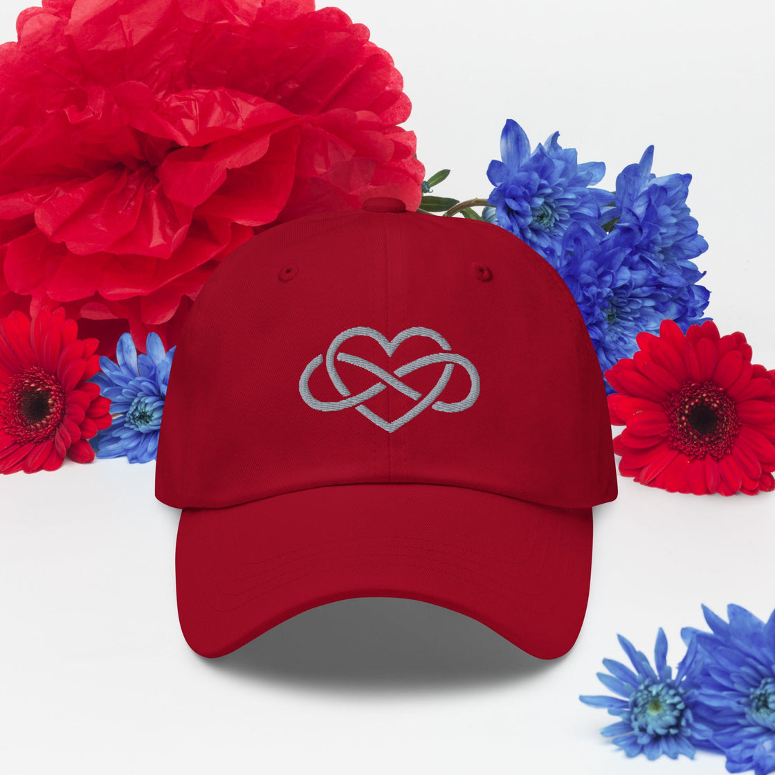 Infinity Heart Embroided Dad Hat By Harmony Luv Cranberry