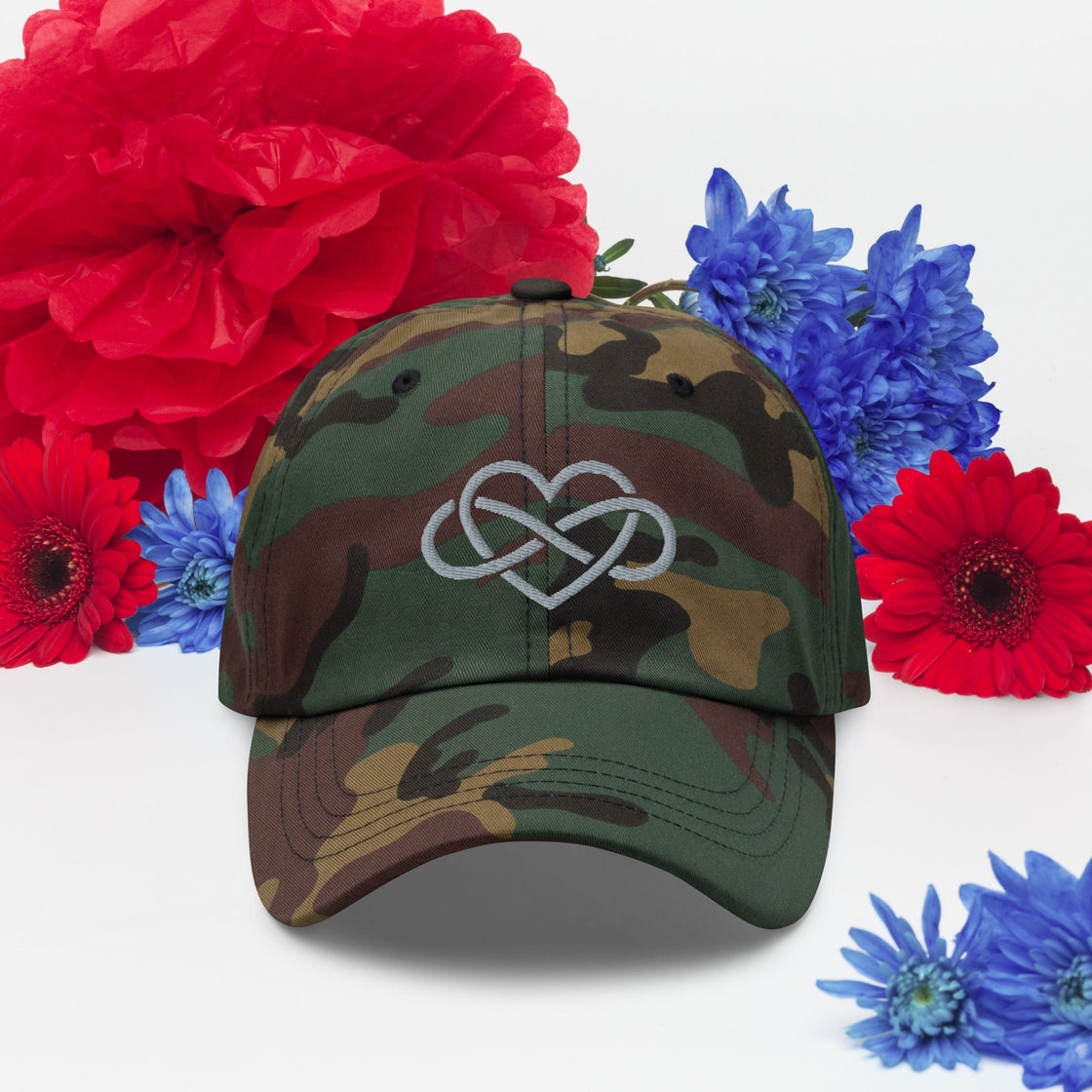 Infinity Heart Embroided Dad Hat By Harmony Luv Green Camo