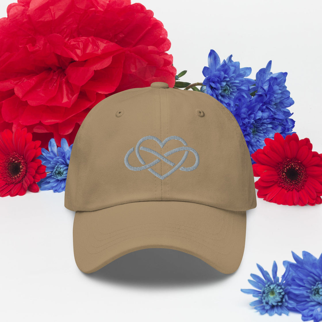 Infinity Heart Embroided Dad Hat By Harmony Luv Khaki