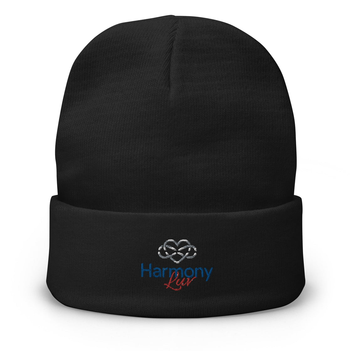 Harmony Luv Embroidered Beanie Hat Black