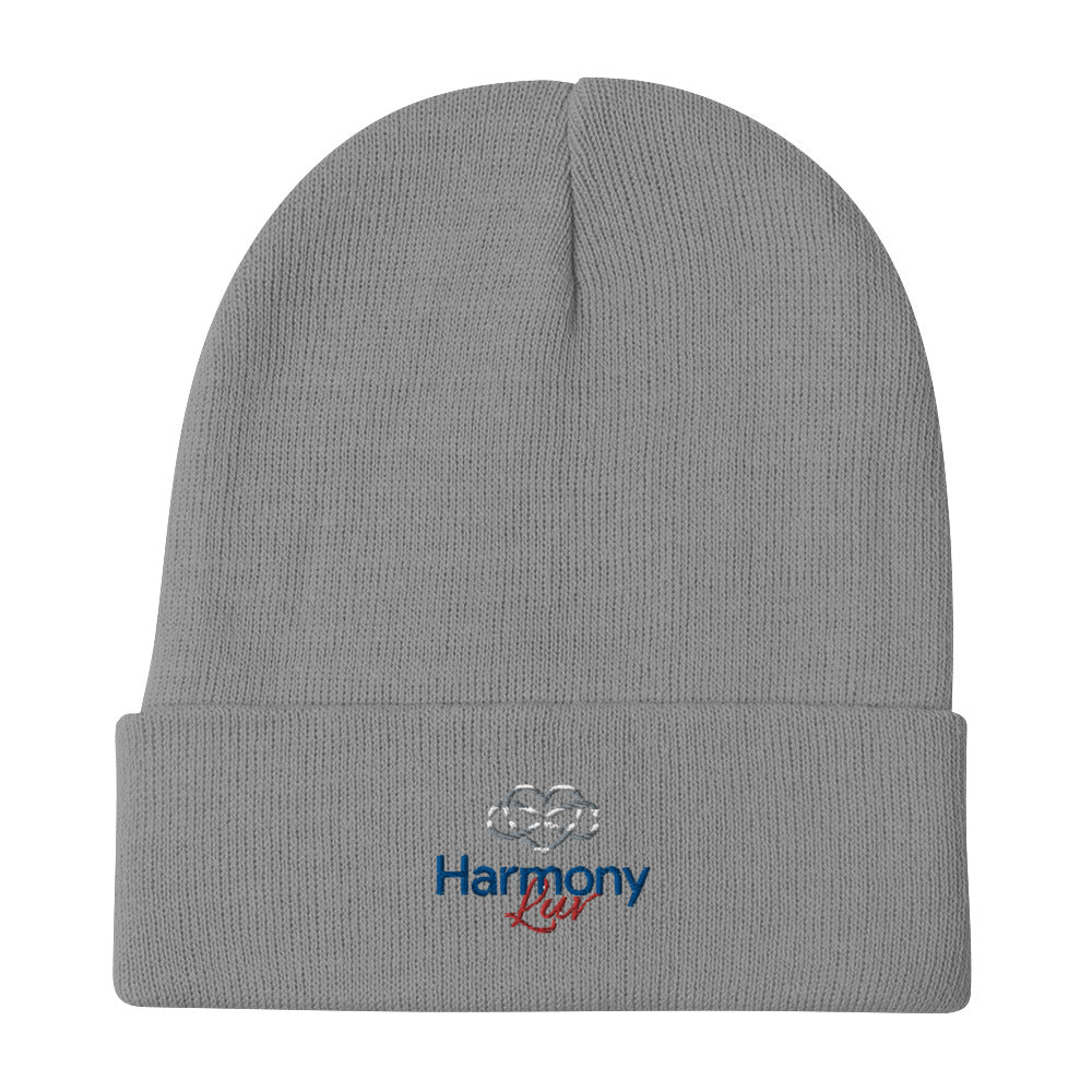 Harmony Luv Embroidered Beanie Hat Gray