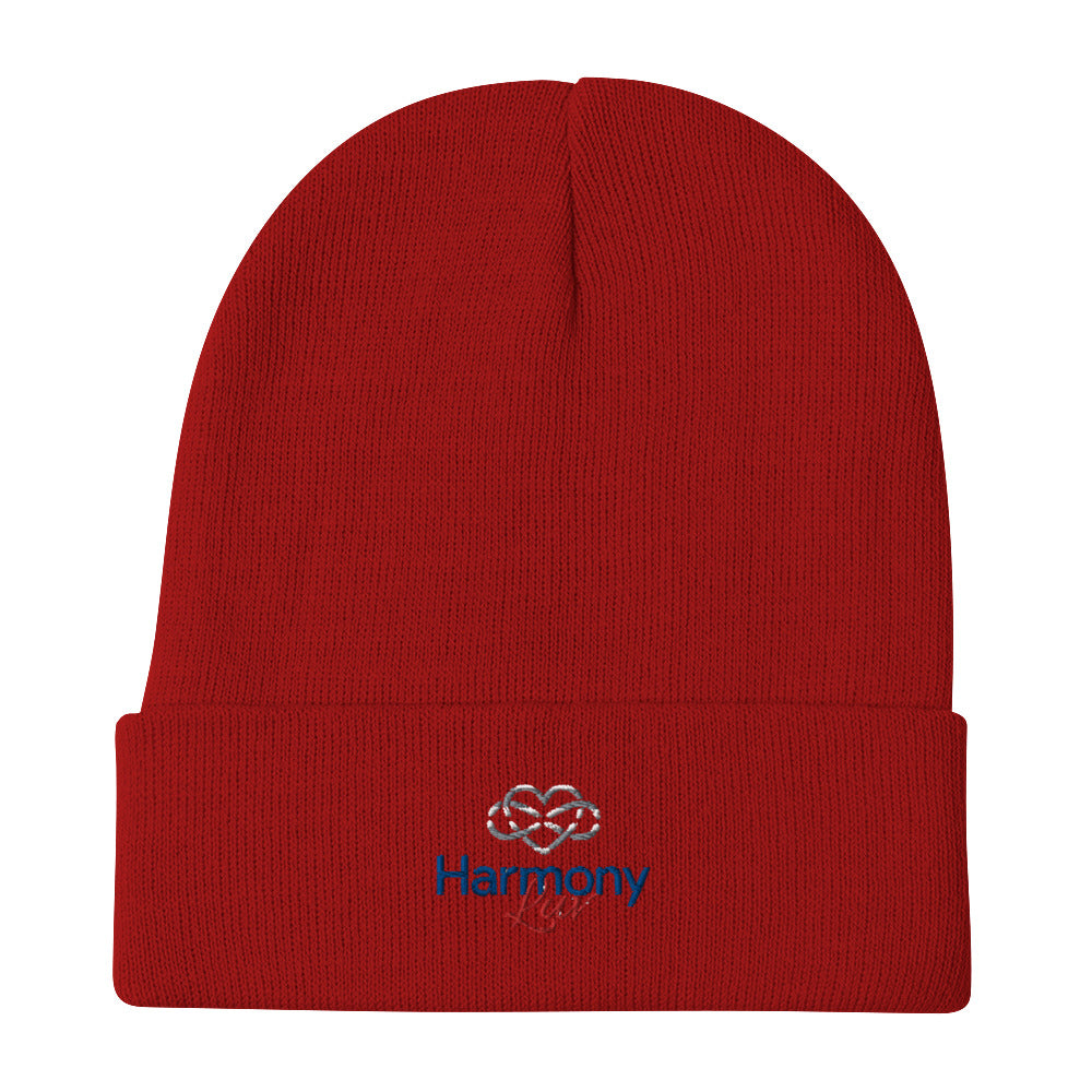 Harmony Luv Embroidered Beanie Hat Red